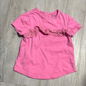 Earth Bubblegum Pink Short Sleeve Tee with Gathered Detail